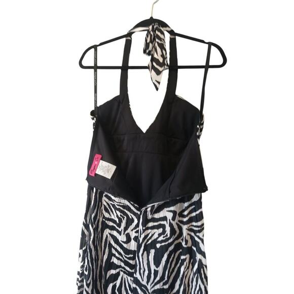 Morgan & Co Dress Zebra Embellished Prom Party Jeweled Medium halter Sequin L - Picture 7 of 10